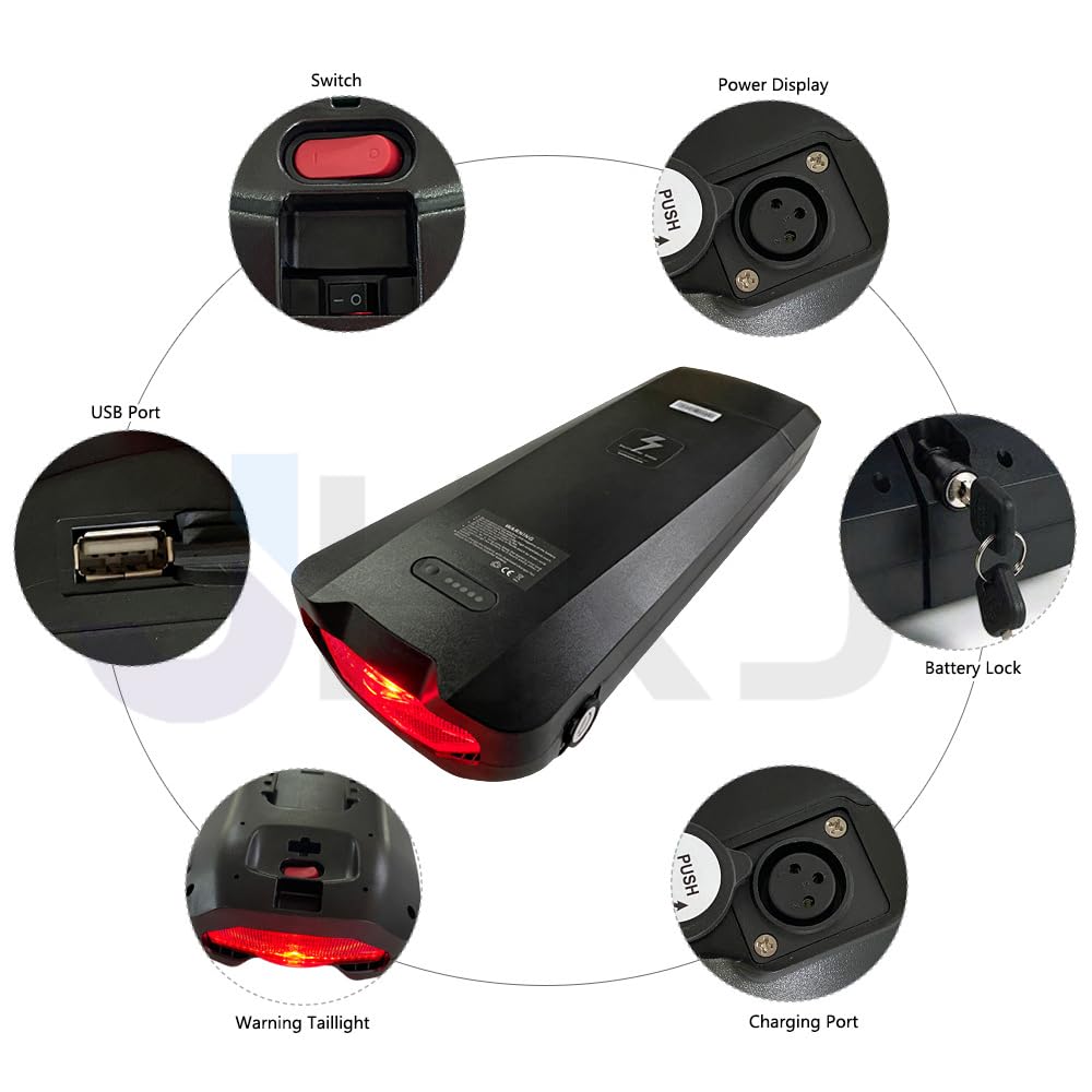 Batteria per Portapacchi Posteriore da 48V 36V 17.5Ah 20Ah 25Ah 30Ah e Batteria al Litio agli ioni di Litio da 52V 15Ah 20Ah per e-Bike con Caricabatterie.