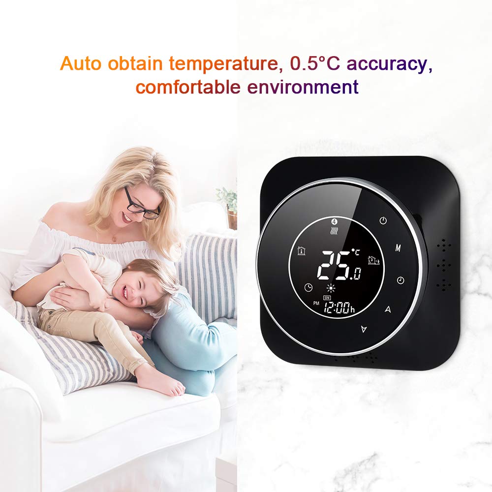 95-240 V Wi-Fi Smart Termostato programmabile 5 + 1 + 1 Sei periodi Controllo vocale APP Retroilluminazione Scaldabagno LCD Regolatore termico compatibile con Amazon