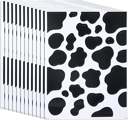 Honbay 12 hojas de calcomanías autoadhesivas con estampado de vaca, calcomanías decorativas de puntos negros para decoración de fiestas temáticas de
