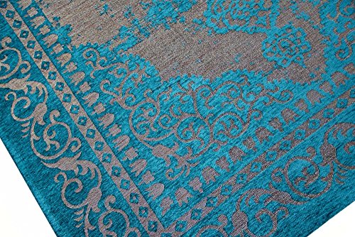 Moderner Teppich Designer Teppich Orientteppich Wohnzimmer Teppich mit Bordüre in Türkis Beige Größe 80x150 cm – Bild 3