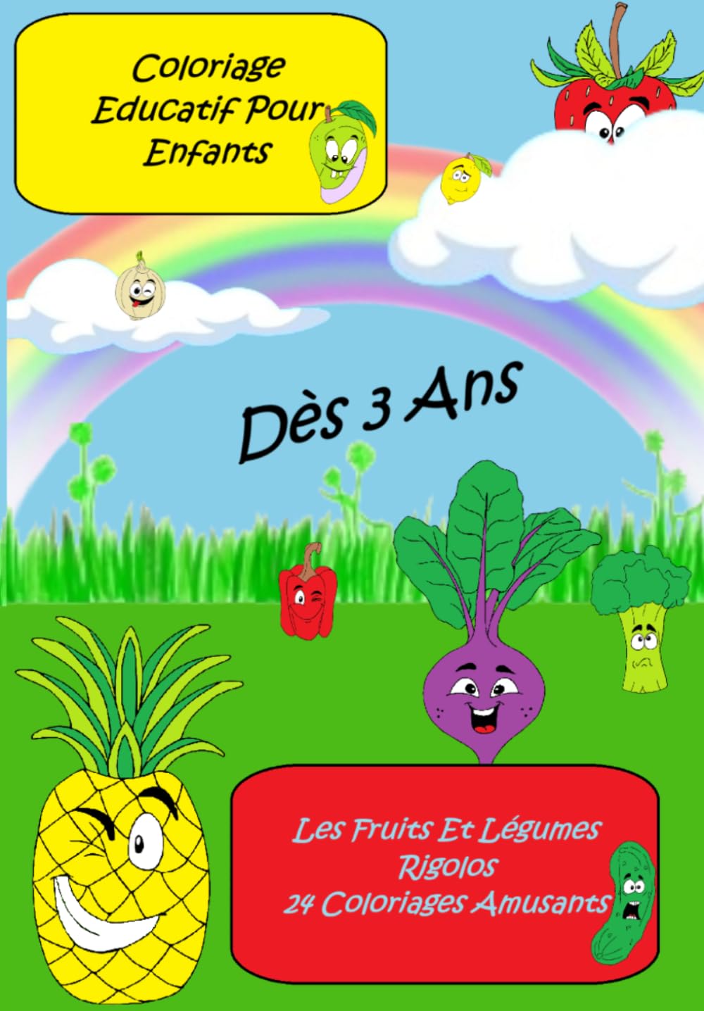 Coloriage éducatif pour enfants: Les fruits et légumes rigolos