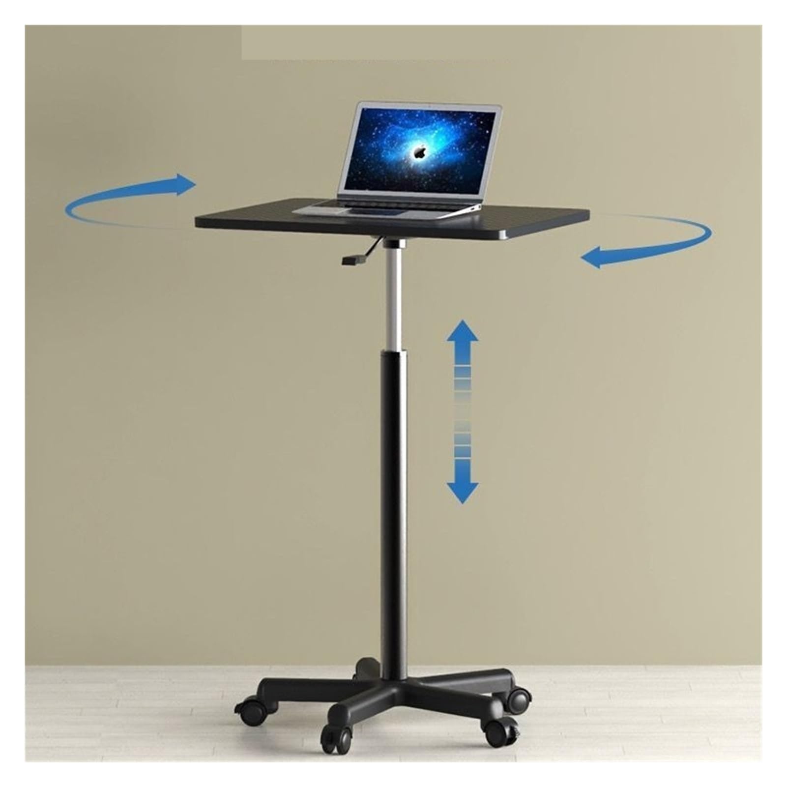 Scrivania mobile regolabile in altezza, scrivania con ruote, postazione di lavoro per casa, ufficio e classe, scrivania portatile per laptop