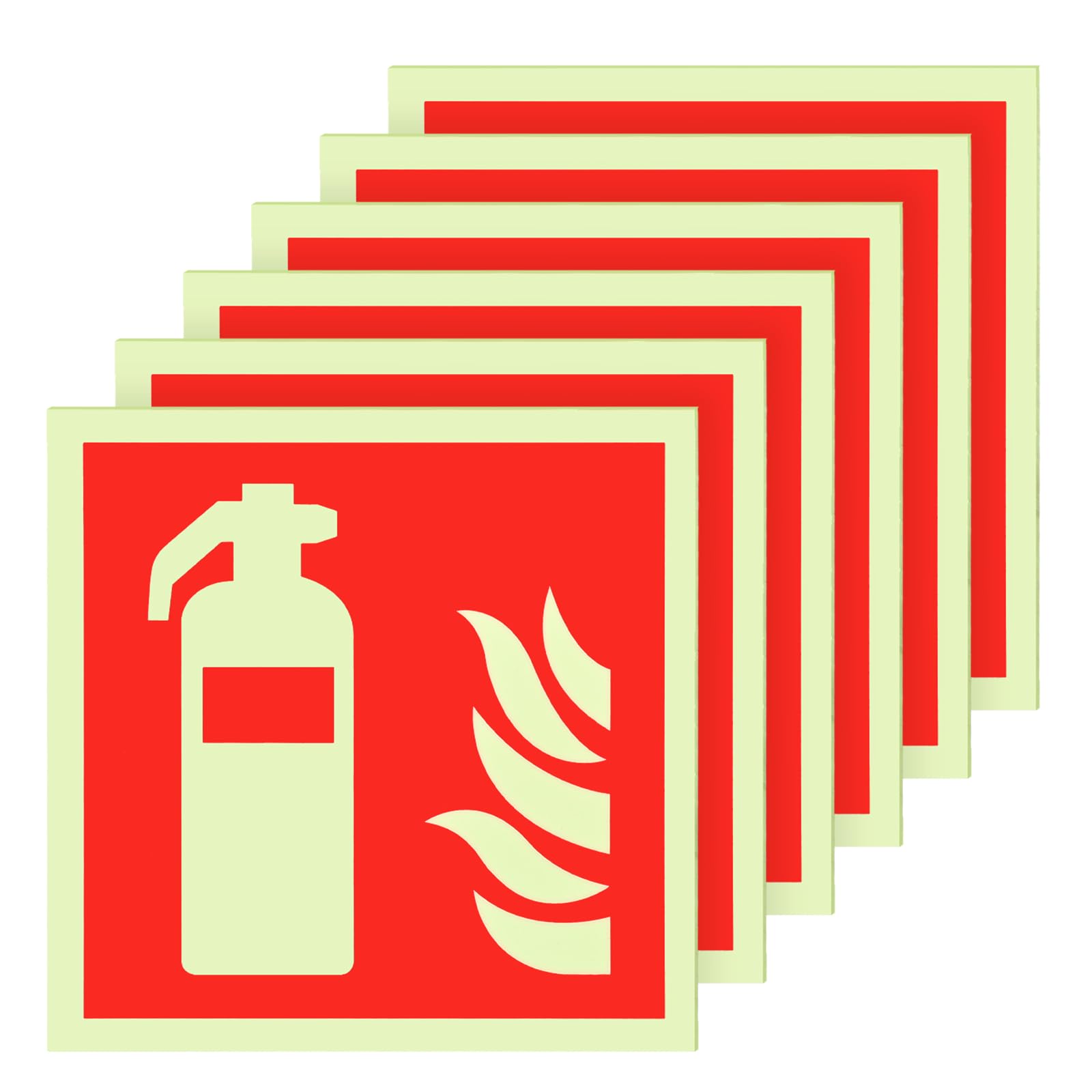Feuerlöscher Schild Nachleuchtend - Selbstklebend 150x150mm Für Haus, Büro & Auto, Brandschutzzeichen
