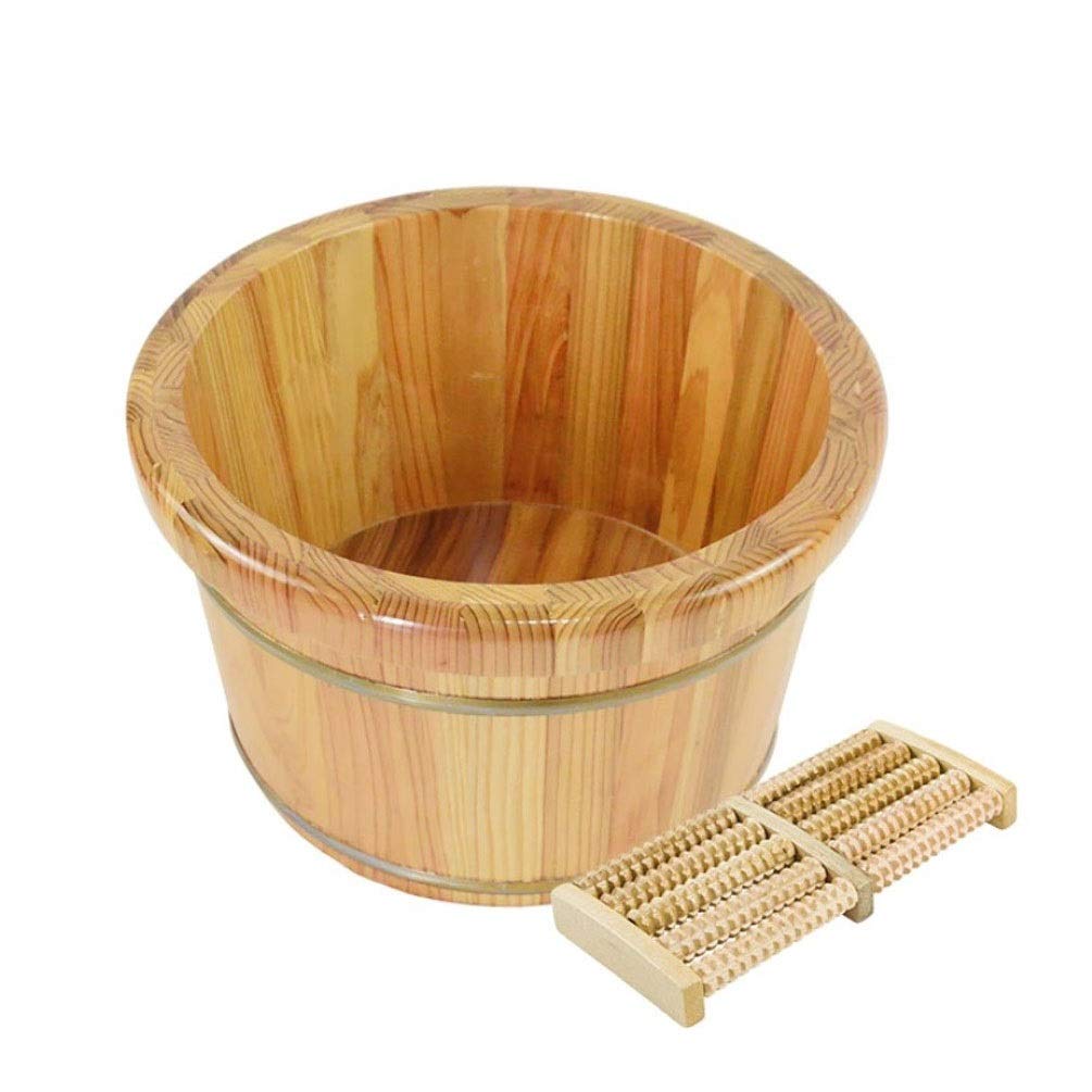 Bañera de hidromasaje de Madera para pies, Cubo de Madera para pedicura, bañera de hidromasaje para pies, Lavabo para Adultos, Cubo para remojar los pies (tamaño: A) (Presente)