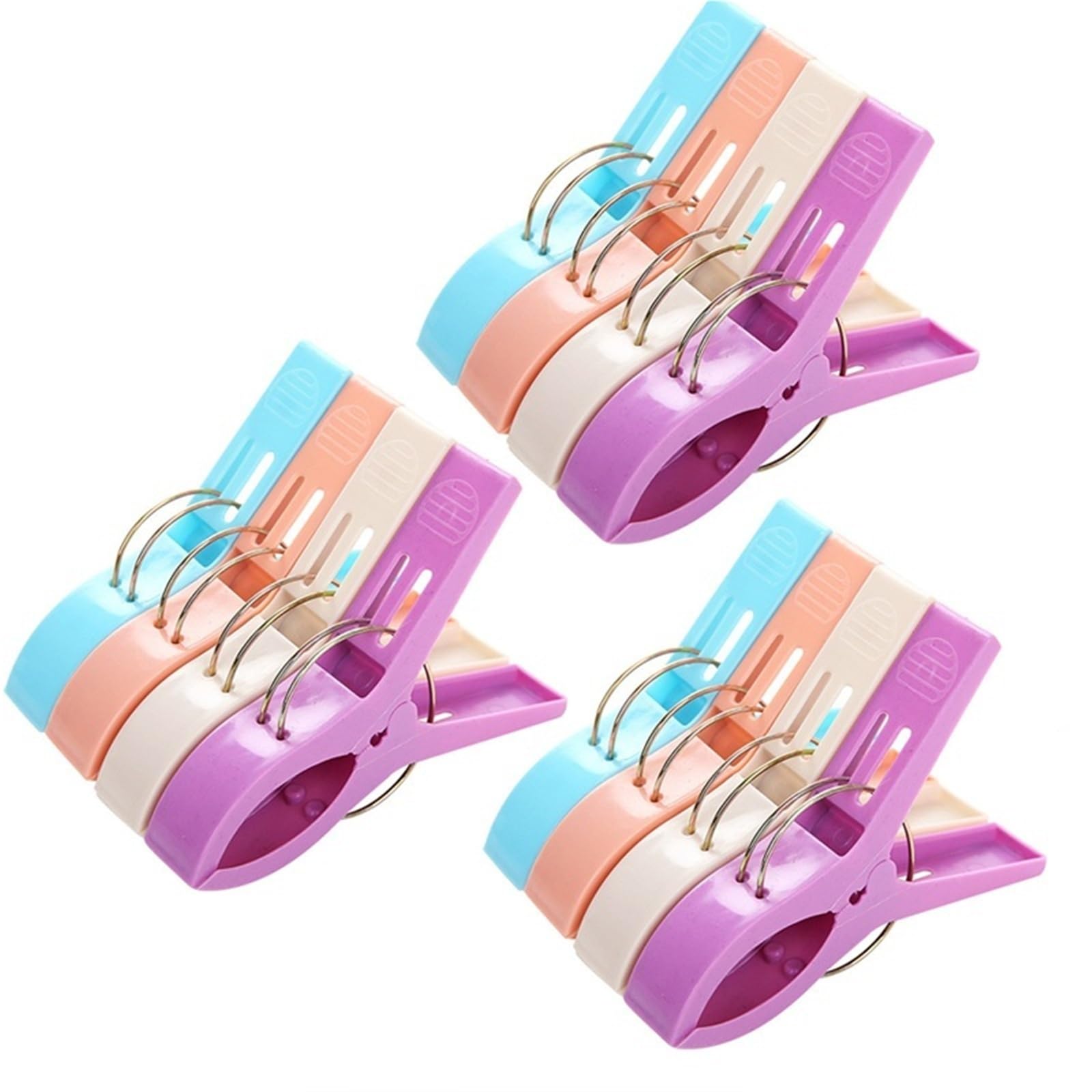 Plastic Clothes Pegs 4/8/12Pcs Plastic Clothes Pegs Beach Towel Clips Quilt For Laundry Sunbed Lounger Underwear(12Pcs random color)