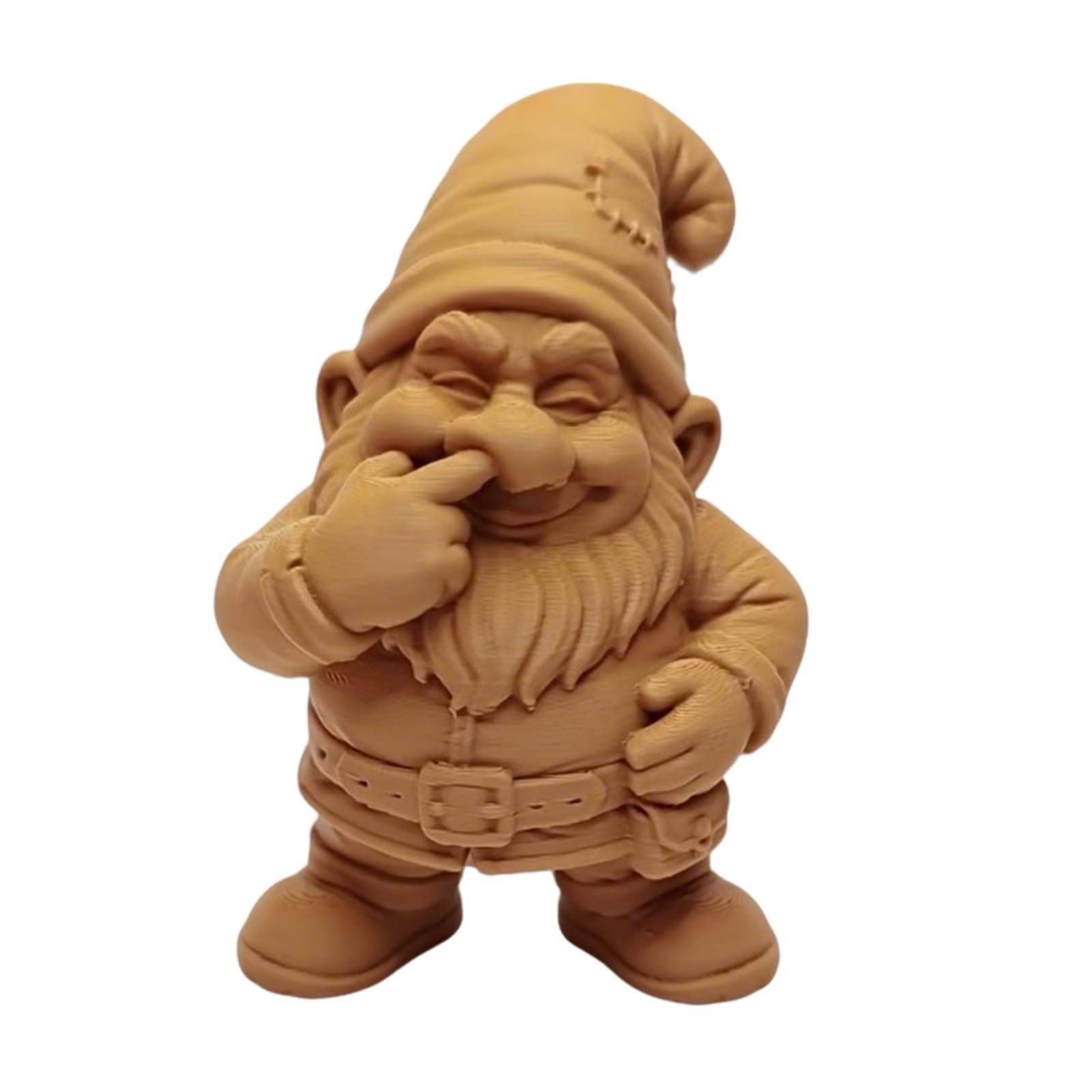 Pasisuu 3D Printed Funny Nose Picking Gnome Figurine, DIY Painting Dwarf Statue for Home Office Desk Garden Decor, Quirky Unpainted PLA Sculpture, 10cm Height, White Brown