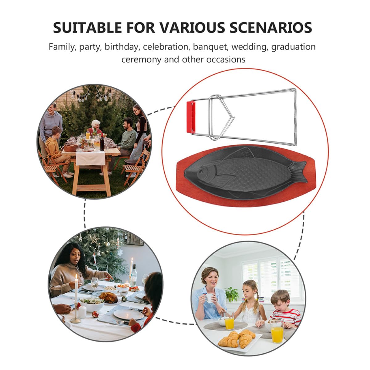 Poêle à Griller en Fer Plateau de Cuisson de Poisson, Design Compact et Facile à Ranger pour Steak et Barbecue Maison