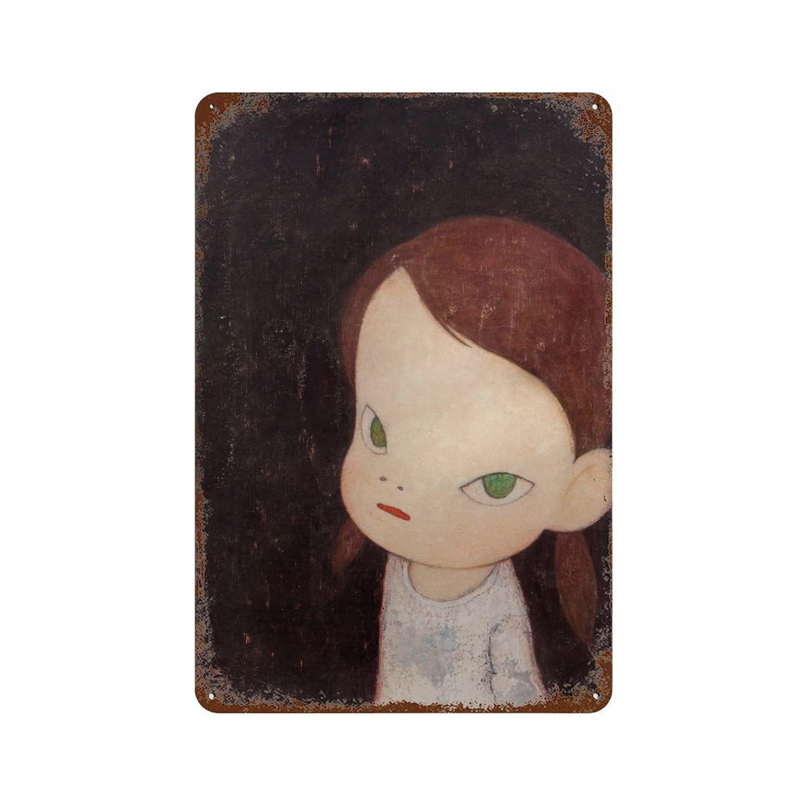 xiaoxiaoshen Pensive Girl Portrait. Yoshitomo Nara Contemporary Wall Decor Art Metal Tin Poster Modern Home Decor Art Home Bar Shop Decorations Vintage Sign 30x20cm
