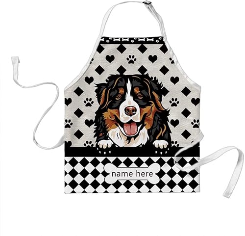 Miniatura 9 de MALIHONG Delantal de lunares de perro personalizado lindo mirando perro Airedale