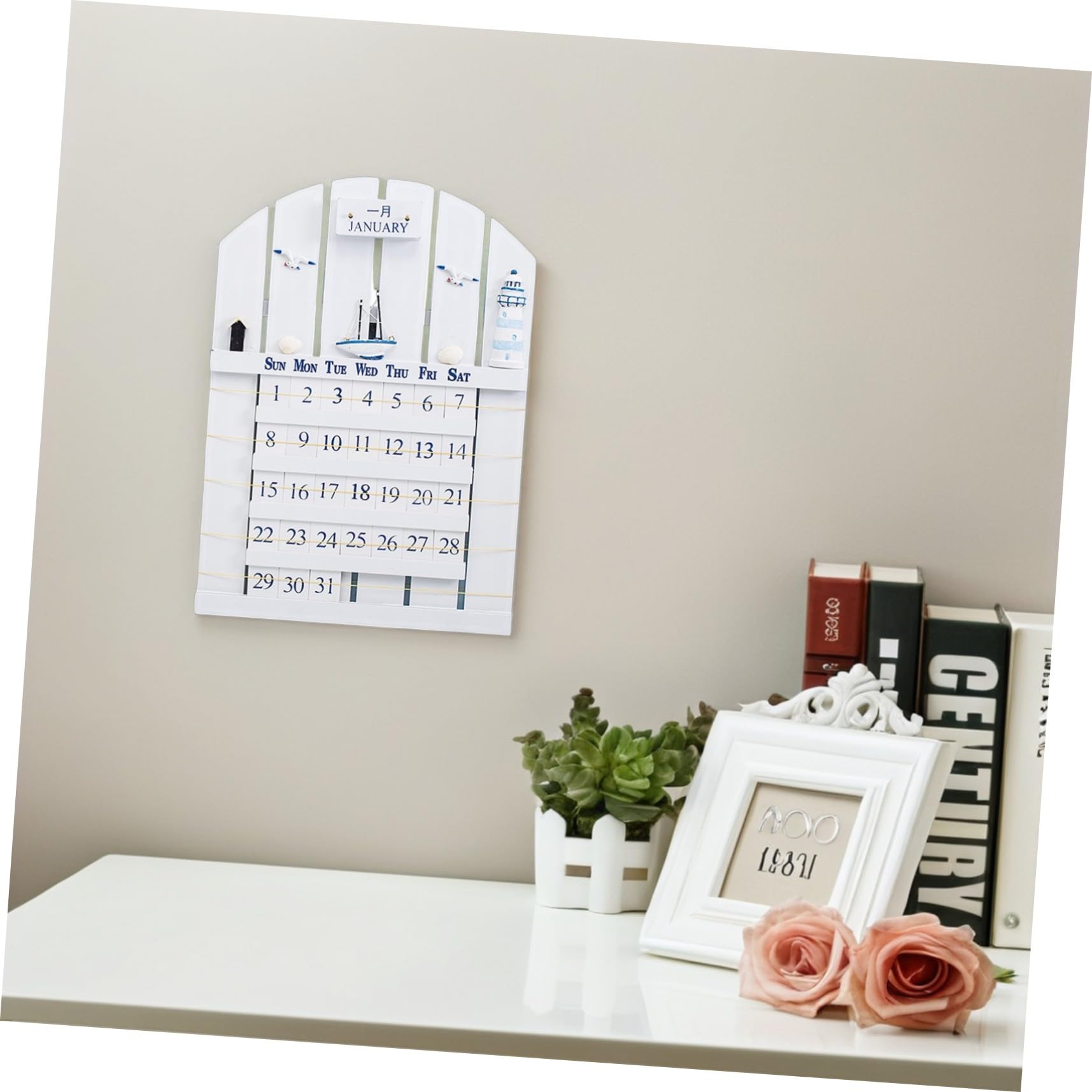 Kreativer Wandkalender Sommer Ewiger Kalender im Mediterranen Stil Mdf Material Stark und Verformbar Dekoration und Geschenk