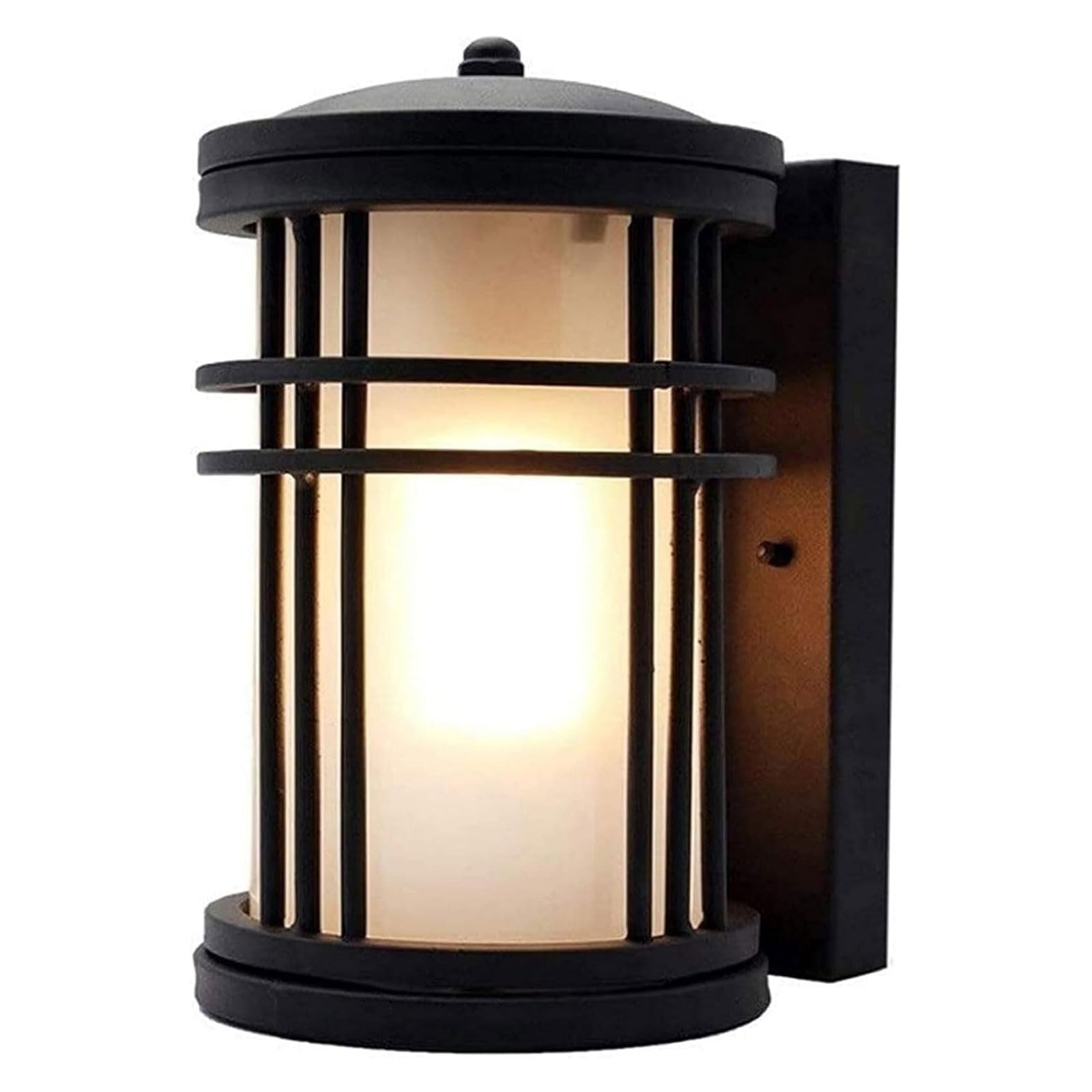 SXSCARKX European Outdoor Wall Sconce - Embedded Mount Cylinder Lamp with Black Frosted Glass and Aluminum, Waterproof for Balcony, Courtyard, Garden
