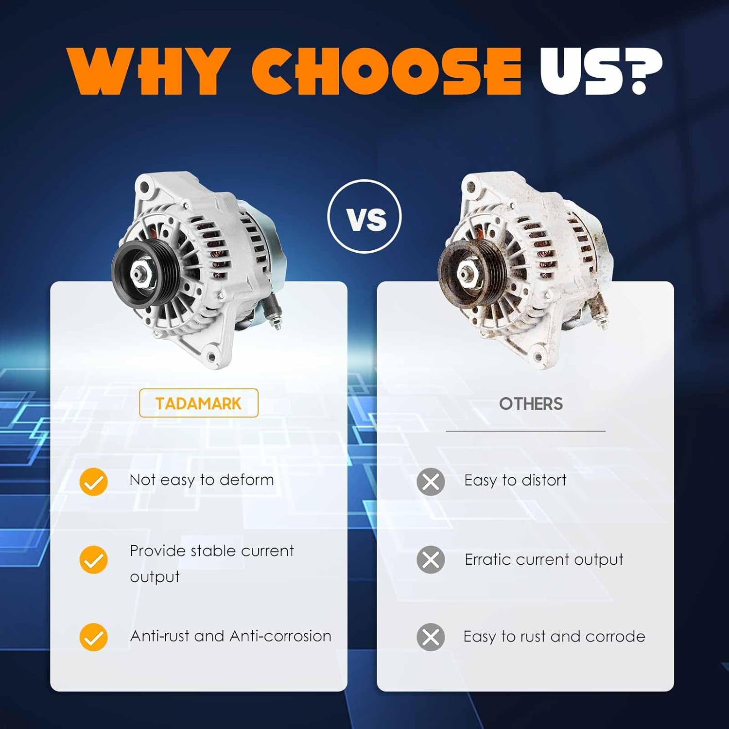 TadaMark New Alternator fit for 2000 Toyota 4runner 2.7L, 2000-2004 Toyota Tacoma 2.4L 2.7L AND0262, 101211-9630, 400-52057, 13885