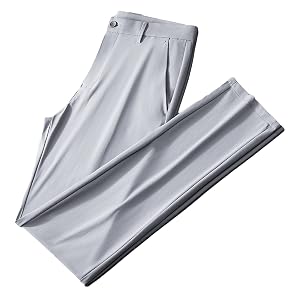 Maiyifu-GJ Mens Slim Fit Stretch Pant Summer Casual Tapered Suit Pant Lightweight Wrinkle Resistant Business Trousers