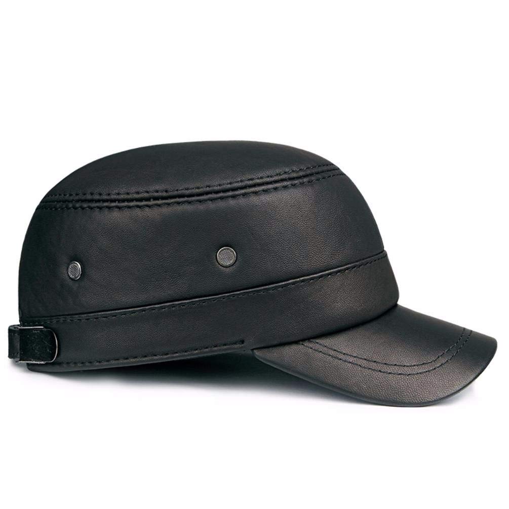 Cappello in Vera Pelle, Berretto Militare in Pelle da Uomo Autunno e Inverno
