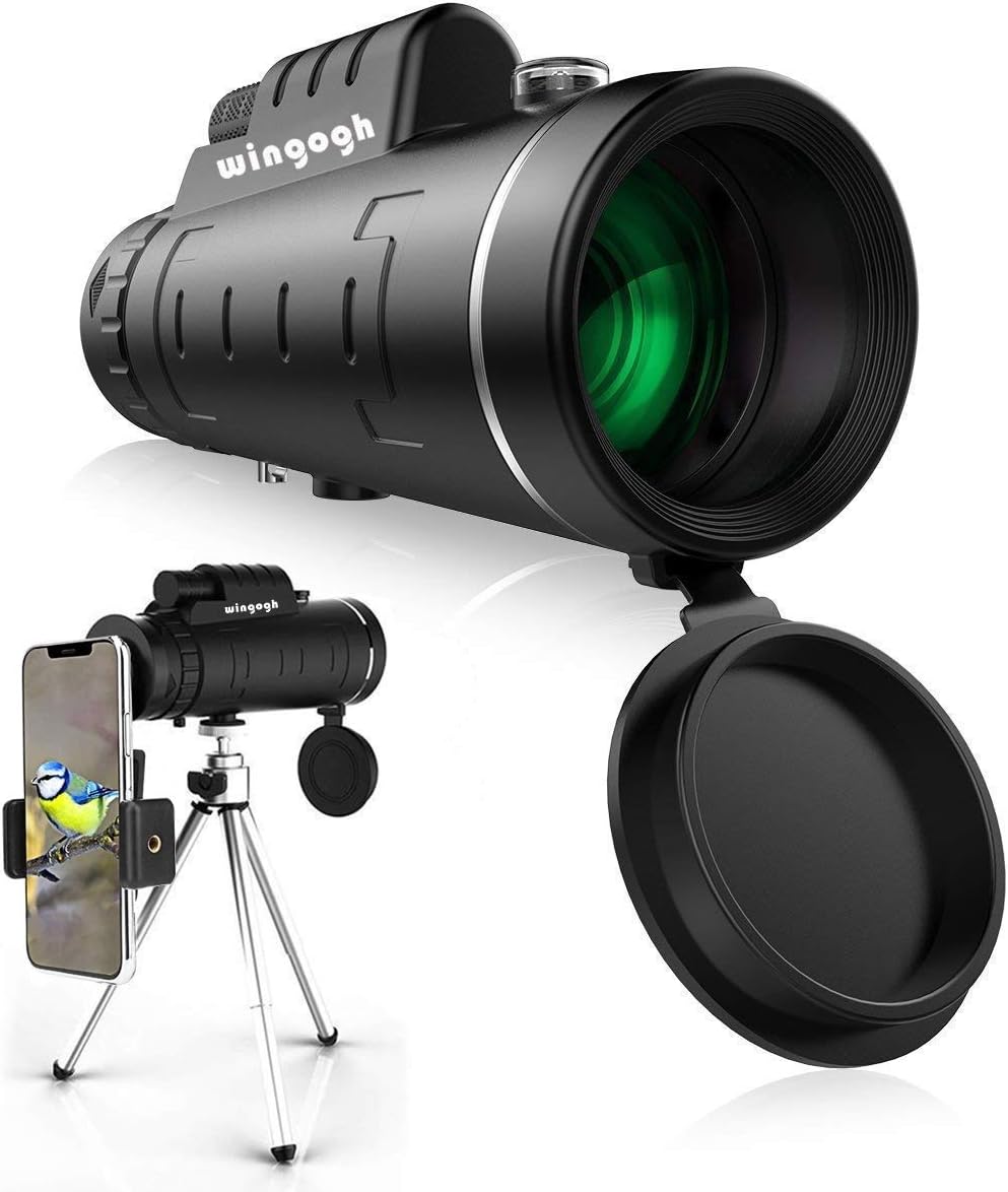 Monocular Telescope, 40x60 High Power HD Compact Monocular for Adults Kids Waterproof Low Night Vision Scope with Phone Tripod & Smartphone Holder & BAK4 Prism FMC for Bird Watching