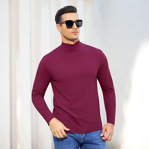 Miniatura 5 de Camiseta de cuello alto falso de manga corta para hombre, básica, ceñida, de punto, térmica, de un solo