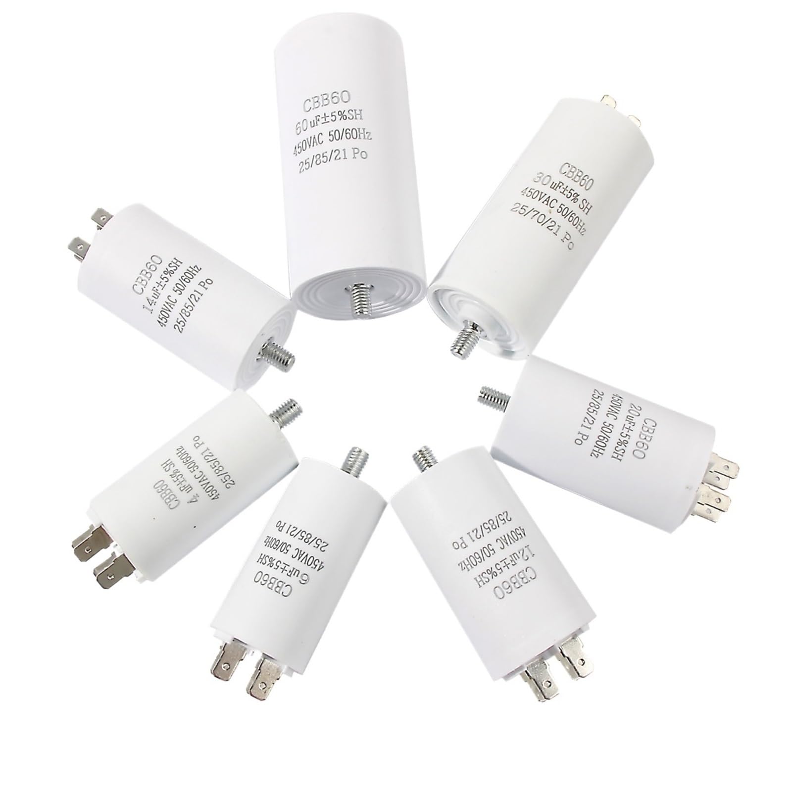 Condensador de arranque de Motor CBB60, condensadores de repuesto eléctricos de doble inserción de 450V con tornillos for bomba de agua de compresor de aire(12uf)
