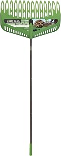 AMES Flip Scooping Leaf Rake - Heavy Duty 24" Wide Head, 2-in-1 Rake & Scoop for Easy Lawn Yard Cleanup, Green