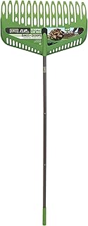 Flip Scooping Leaf Rake, Heavy Duty Lawn and Yard Care, Extra Wide Head, Green