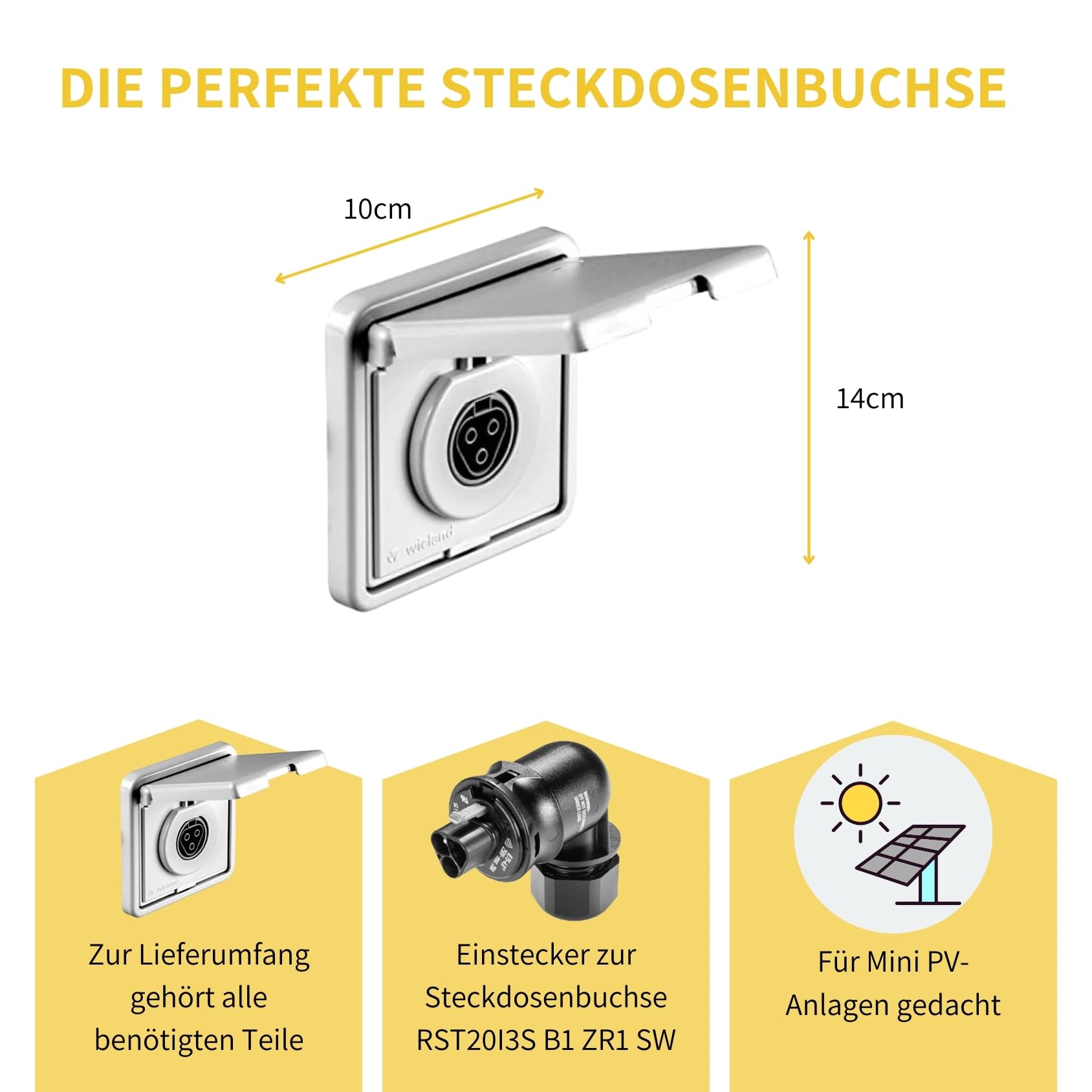 Avoltik Wieland Einbaurahmen mit Buchse Einspeisesteckdose RST20/25 Steckdose für Mini-PV // 99.400.9999.7
