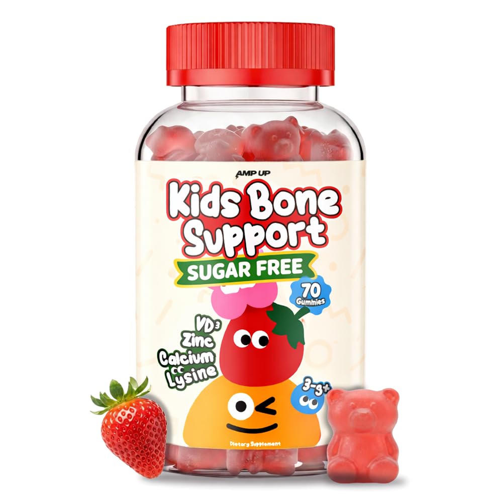 AmpUp Sugar Free Growth Supplement for Kids & Teens Strawberry Flavor, 70ct