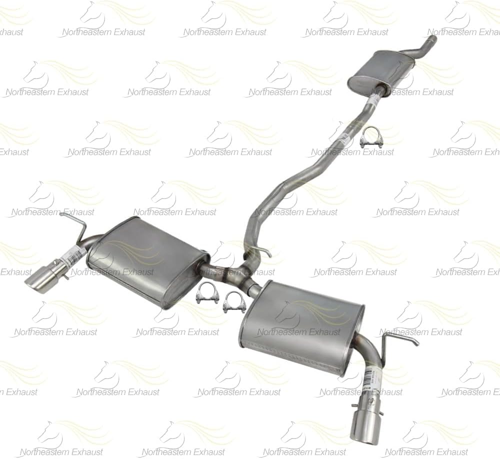 Exhaust Resonator with Pair of Mufflers Kit Compatible with 2007-2010 Ford Edge and Lincoln MKX 3.5L | Northeastern Exhaust | Stainless Steel | Includes Clamps | Direct-Fit Replacement