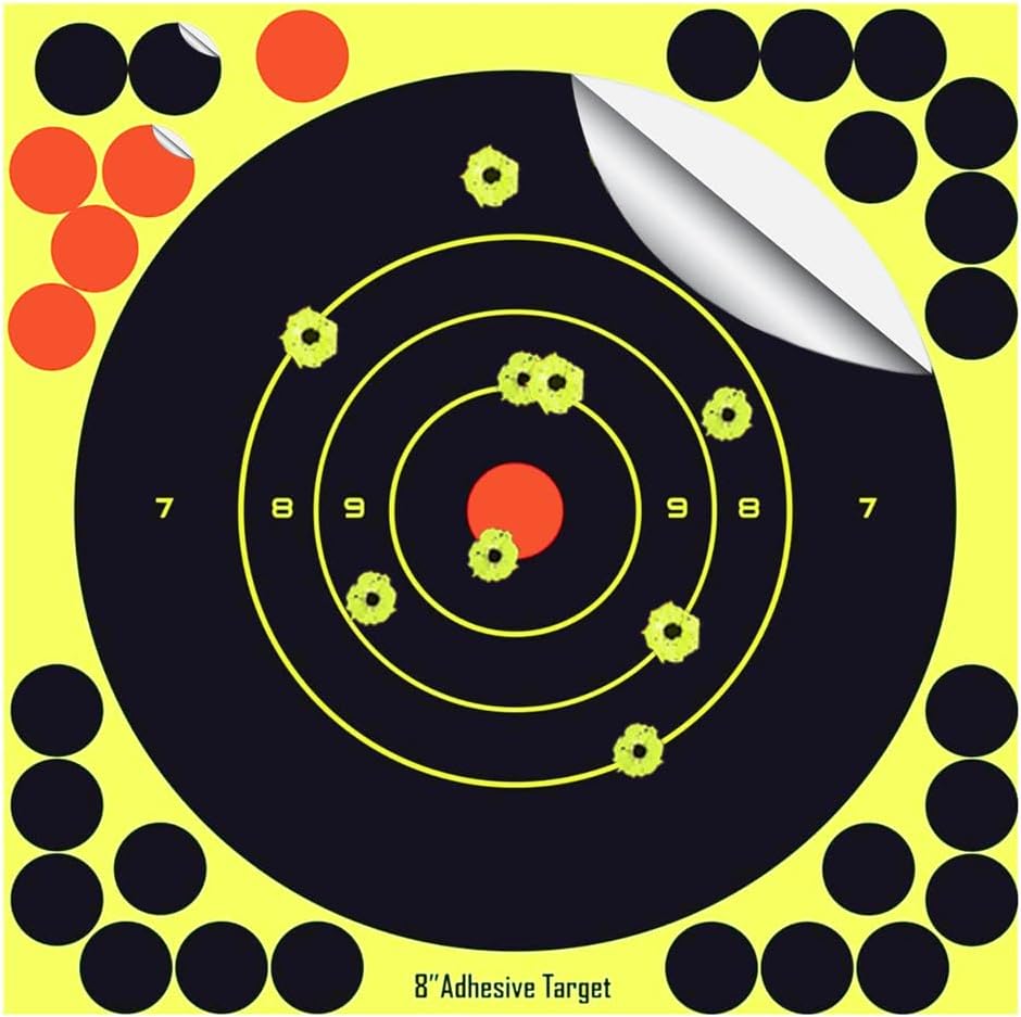 Splatter Shooting Targets 5 Inch, 8 Inch, 10 Inch Reactive Adhesive Paper Target Stickers for BB Gun, Pellet Gun, Airsoft, Rifle Range Shooting Outdoor (20Sheets)