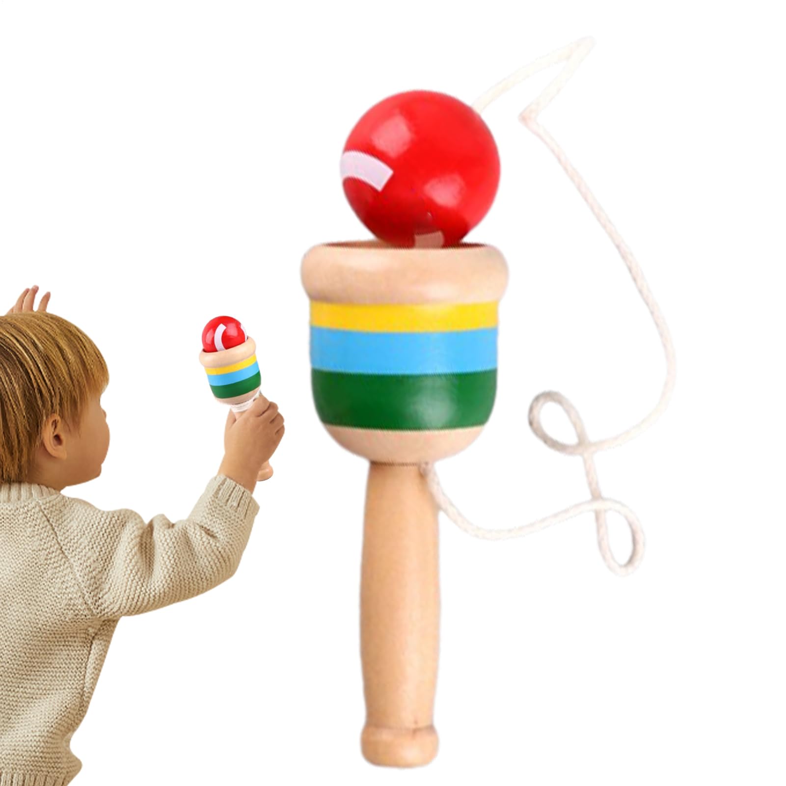 Generico Lancement et capture de balle en bois – Jeu de lancement classique, station de sport éducative pour jeux de pique-nique, étui pour accessoires professionnel fiable de papeterie