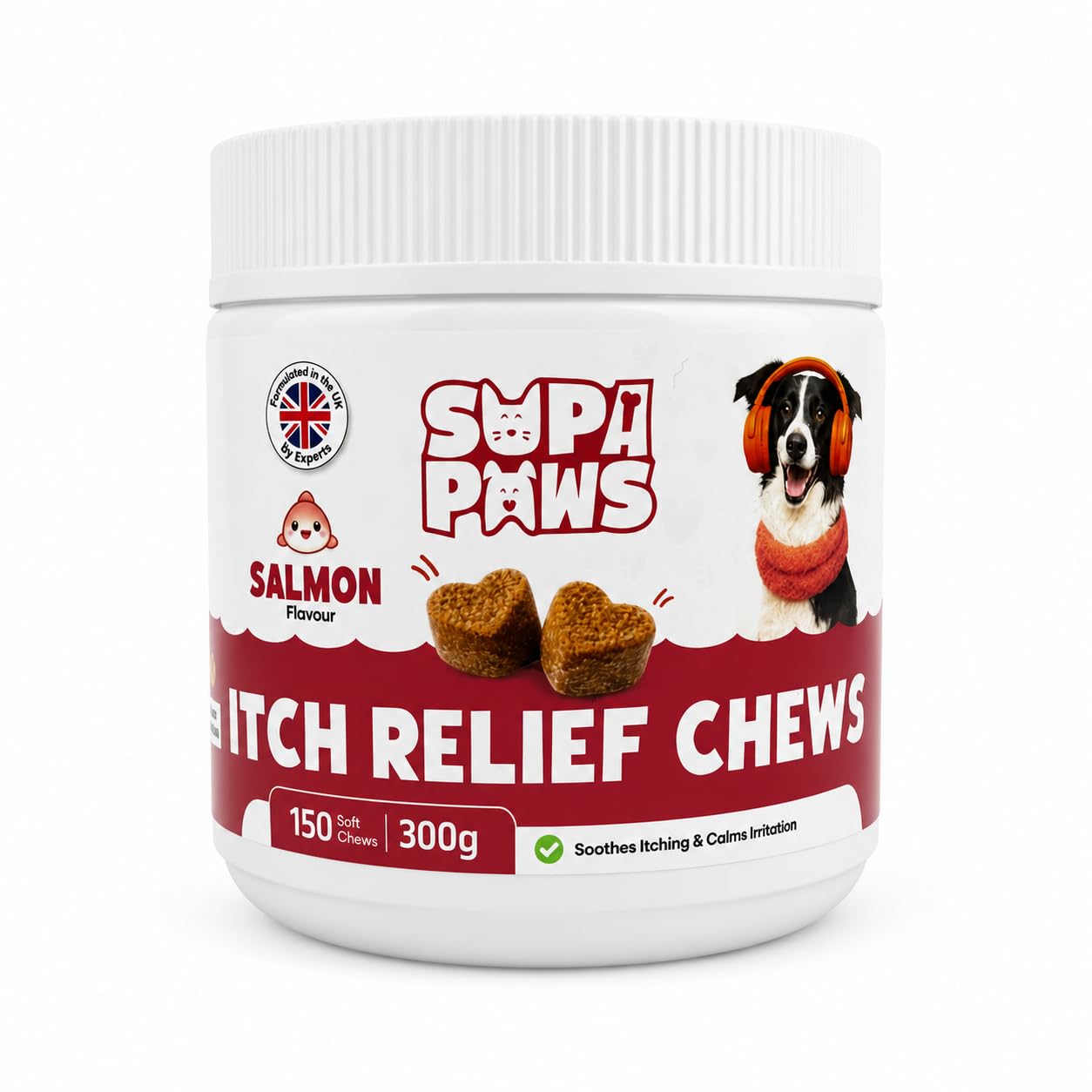 150 Soft Chews All Itch & Immunity Treats for Dogs Allergy Relief Chews for Healthy Skin & Coat Ears Itching Licking Scratching Daily Immune Support for All Breeds, Supports Seasonal Itching, Salmon