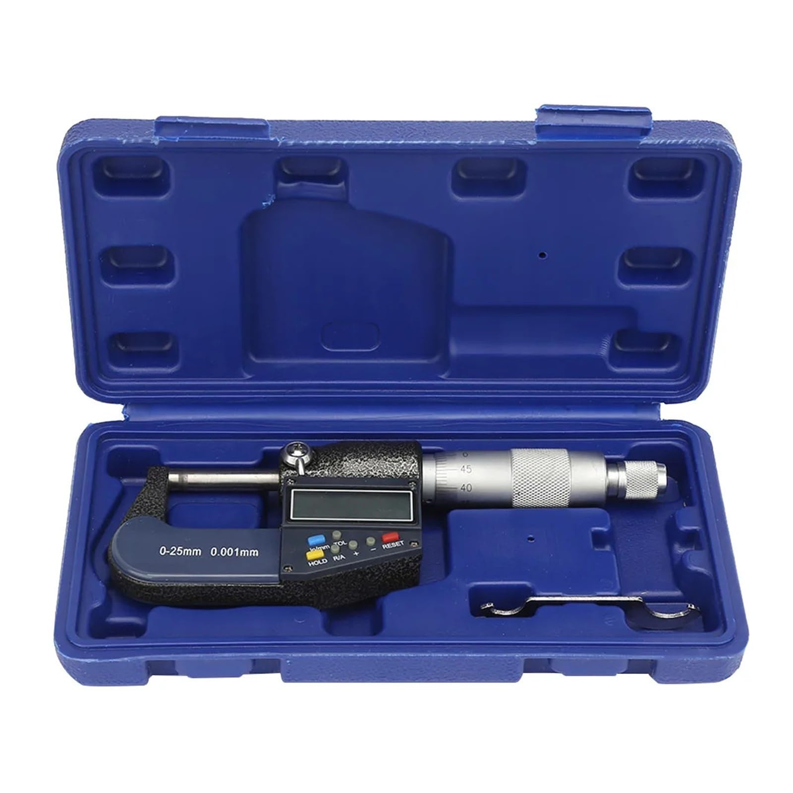 Digitales Mikrometer-Messwerkzeug, 0–25 mm, elektronisches digitales Mikrometer, 0,001 mm Dickenmessgerät und Schraubenschlüsselsatz Genau