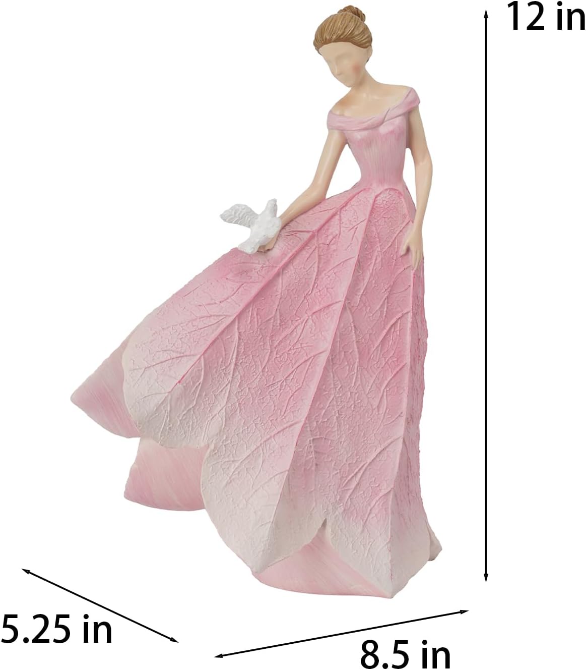 Guichifun Pink Leaf Angel Girls Fairy Statue, 8.5 x 5.25 x 12 Inch image 5