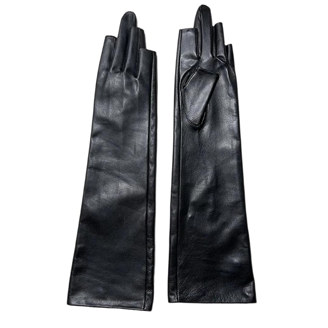 Kelsiop Damen Lange Lederhandschuhe Schaffell Mode Warm Winter Elegant Weich Gefüttert Fäustlinge
