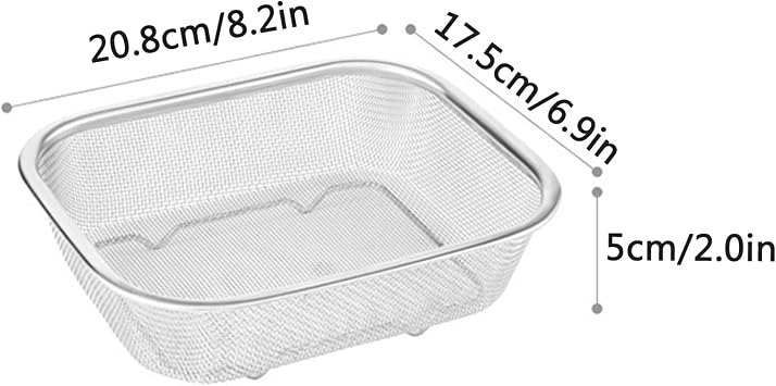 Rectangle Colander Basket - Stainless Steel Mesh, Durable Kitchen Sieve