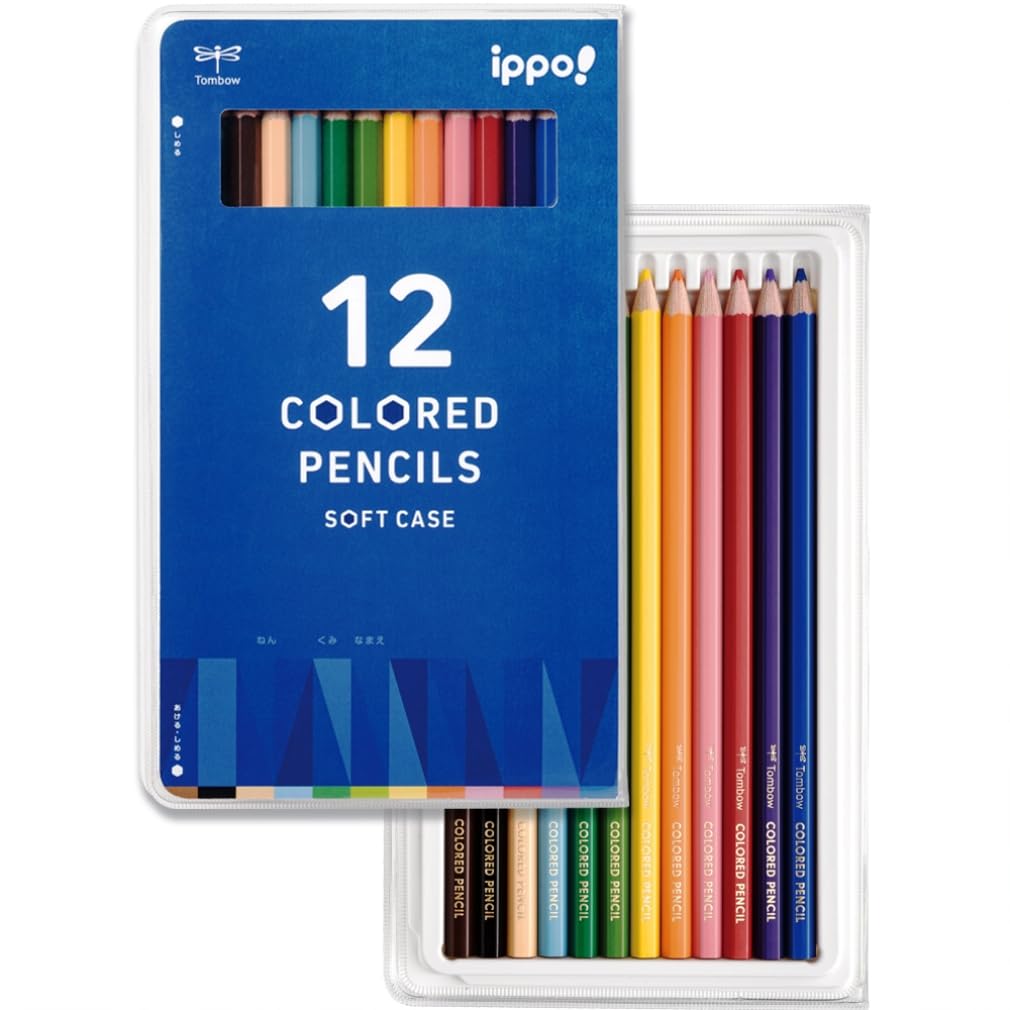 Tombow Colored Pencils, 12 Colors, For Elementary Students, Hexagonal Shank, Lightweight, Soft Case, ippo! Navy CY-KA0112C : Office Products
