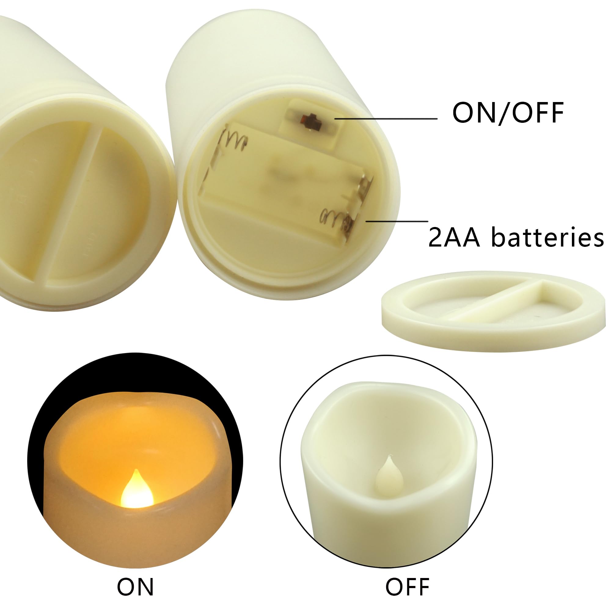 Velas LED sin llama para exteriores con temporizador de 3 pulgadas de