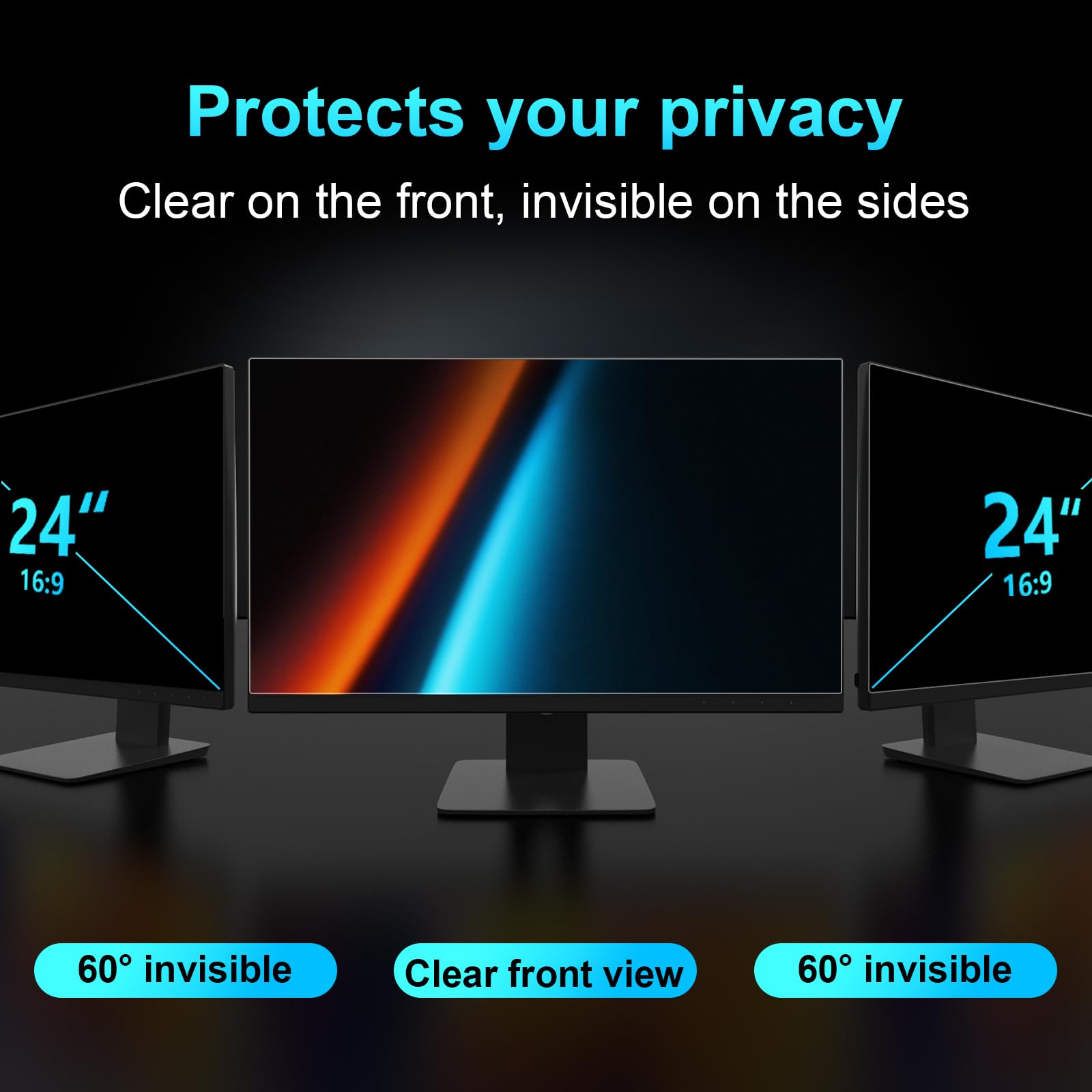 Filtro privacy per computer da 24 pollici, rapporto di aspetto 16:9, pellicola privacy per computer, pellicola protettiva per schermo privacy 3