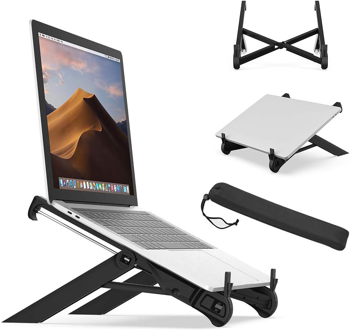 Laptop Stand for Desk, Adjustable Foldable Portable Ventilated Desktop Laptop Holder With Lightweight Anti-Slip, Universal Ergonomic Tray Mount for MacBook Laptop Notebook Computer Tablet-Black