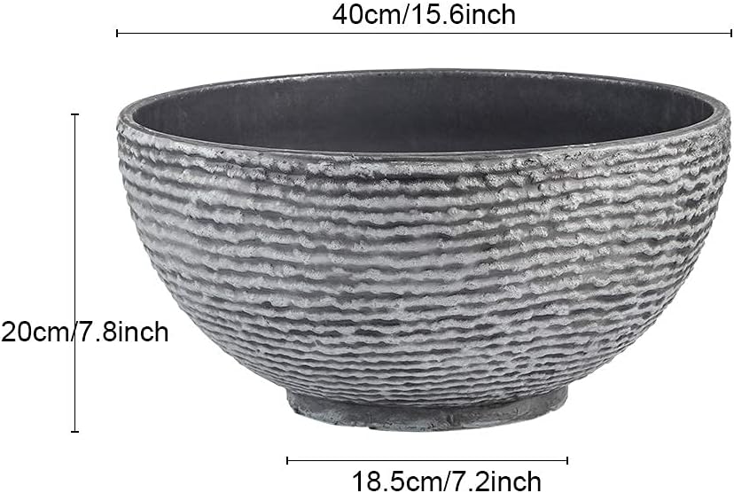 Sungmor 16 Inch Large Size Water Plant Pot, Miniature Landscaping Succulent Planter, Fish Bird Water Tank, Low & Small Fountain Base Pot, Marble Texture Touch Vegetable Pot, Outdoor Balcony Flowerpot