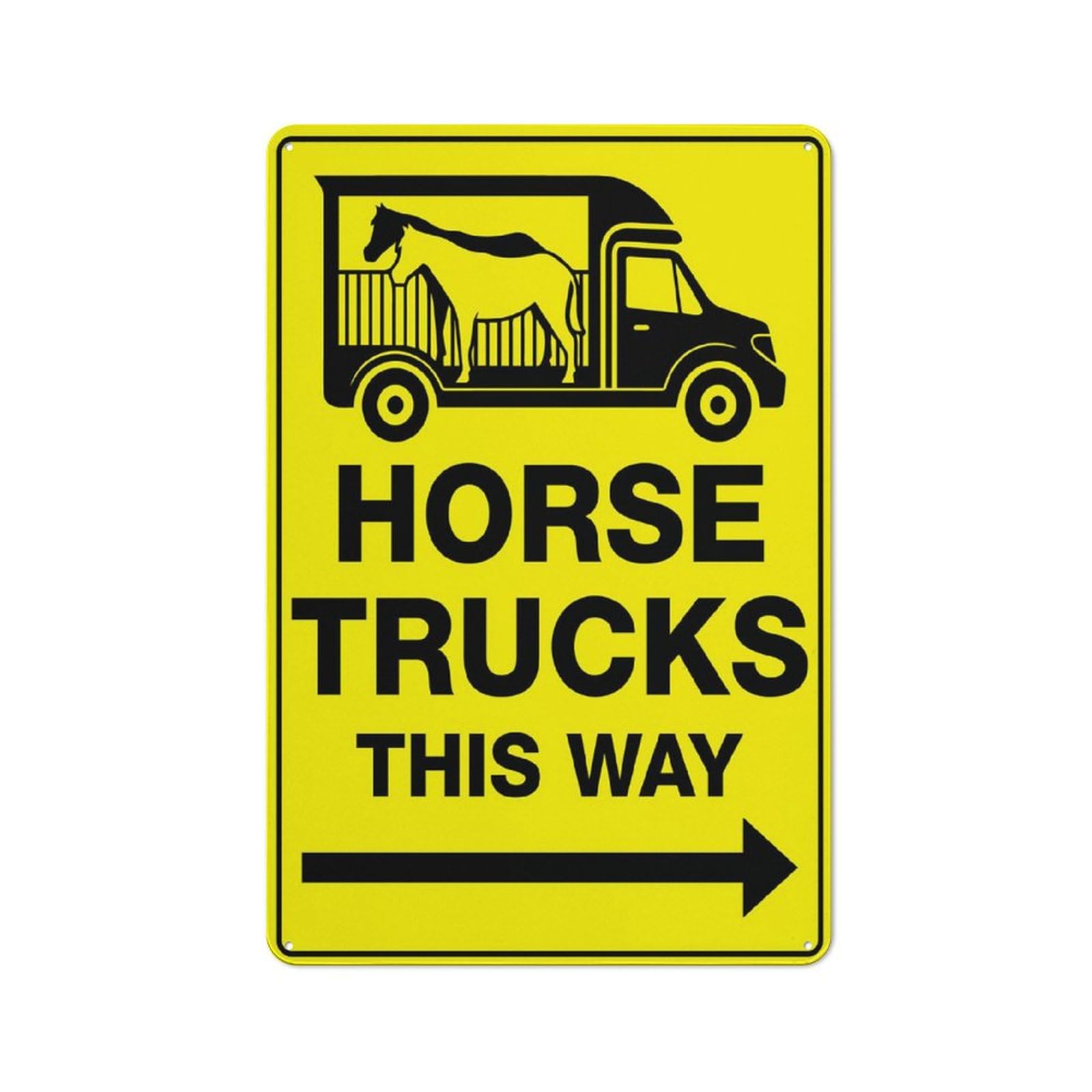 Horse Trucks This Way (Right Arrow - Bright Yellow) Sign, 8x12 Inch UV-Ink Printed Aluminum for House & Business