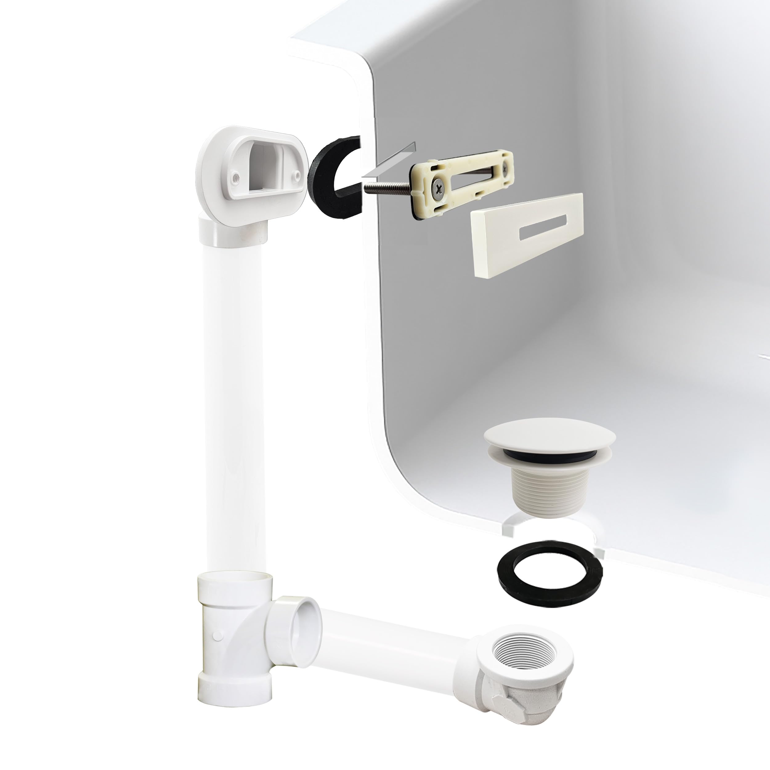 Westbrass D560RK-65 - Paquete de Fontanero de desbordamiento Lineal con Drenaje de Punta en T y ADA, Recubrimiento en Polvo de Galleta