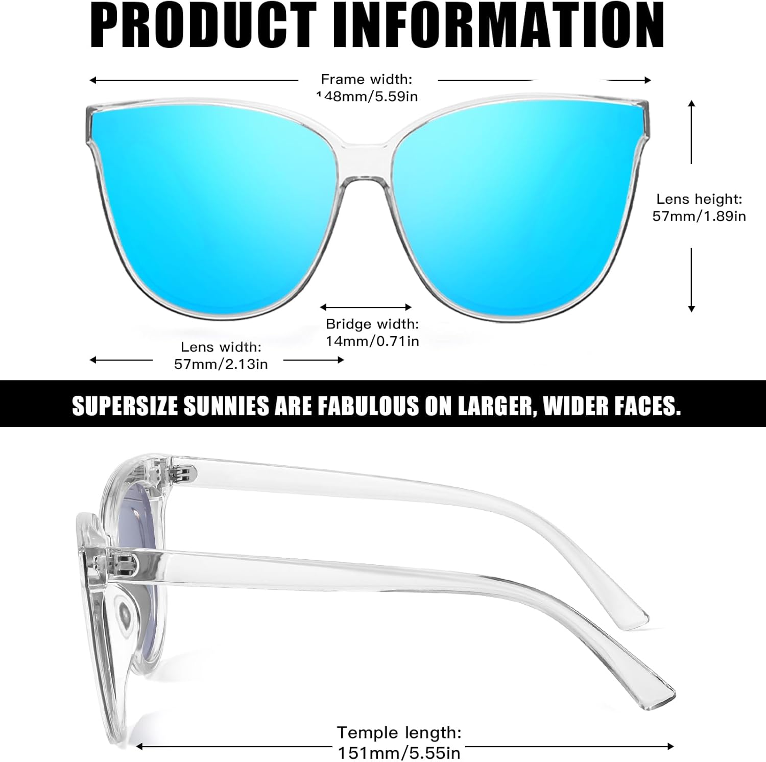 LVIOE Polarized Sunglasses for Women UV400 Protection Oversized Cat Eye Frame Retro Sunglasses for Driving Fishing Outdoor - Image 6
