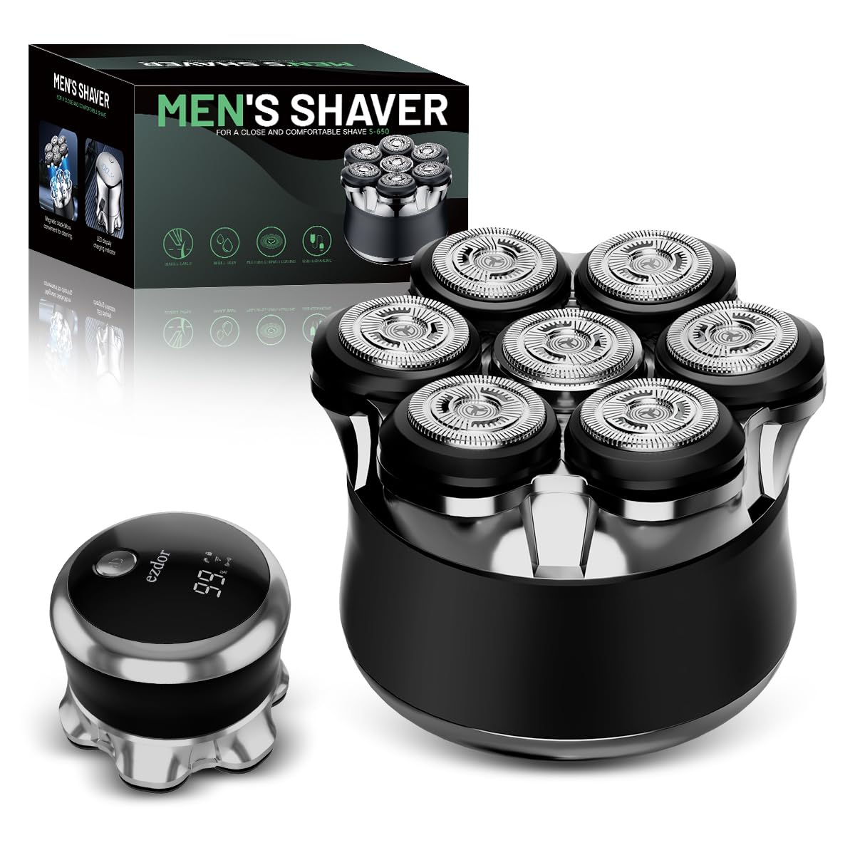 Head Shavers for Bald Men 7D Floating Electric Razor with IPX7 Waterproof - Wet Dry Shaver LED Display