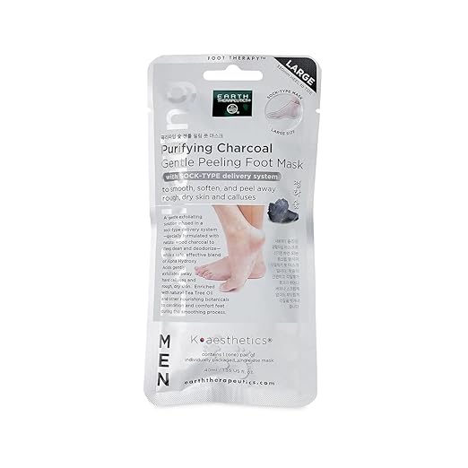 Earth Therapeutics Purifying Charcoal Gentle Peeling Foot Mask - Large Size (1 pair)