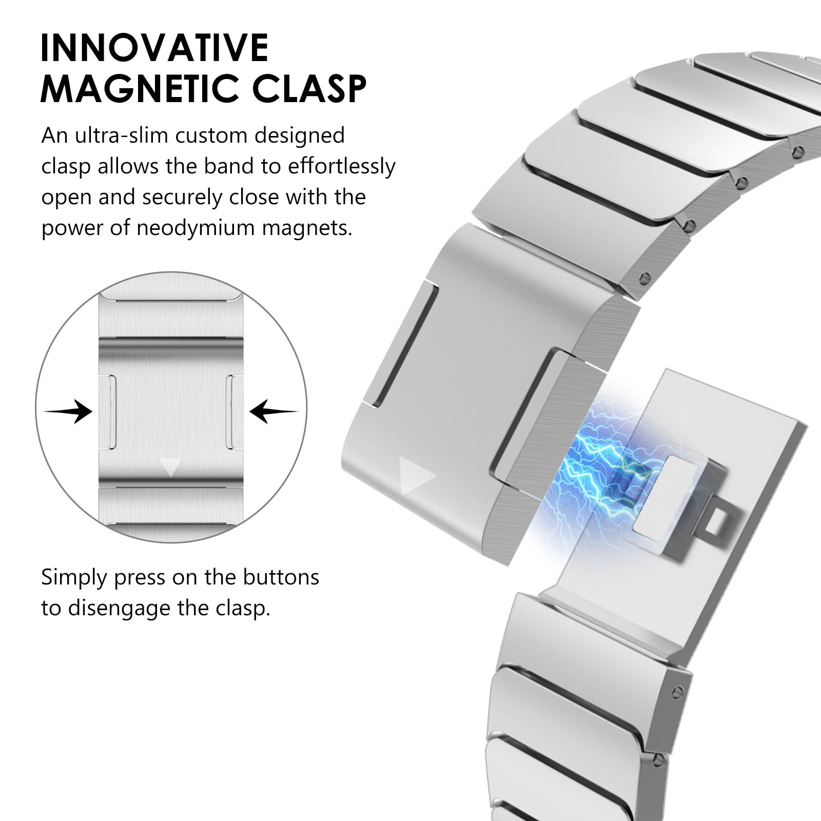 CHANCHY 49mm 46mm 45mm 44mm 42mm(Series 3 2 1) for Apple Watch Strap Stainless Steel links Strap replacement band for iwatch Ultra 3/Ultra 2 1/SE 3 2 1/Series 11 10 9 8 7 6 5 4 3 2 1,Silver - Image 2