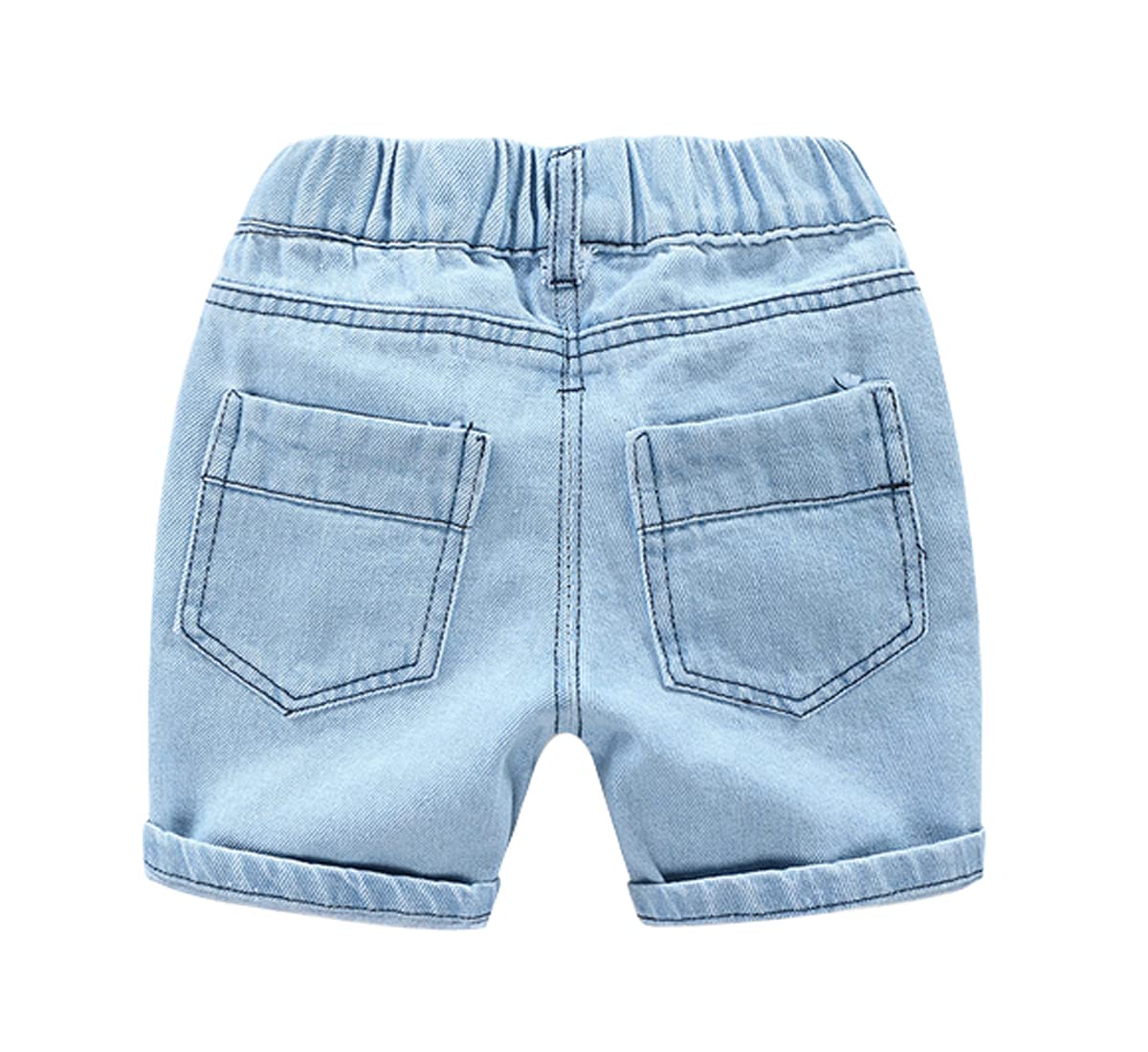 DINGDONG'S CLOSET Baby Toddler Kid Boy Summer Ripped Casual Denim Shorts (Light Blue,2T)