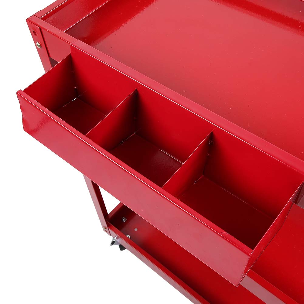 Ausla Carrello Portautensili Carrello Portautensili in Acciaio a 3 Livelli, capacità 100 Kg, 84 X 41 X 79 Cm, con Maniglia per Montaggio Laterale e 4 Ruote per Officina, Garage, Riparazione, Deposito