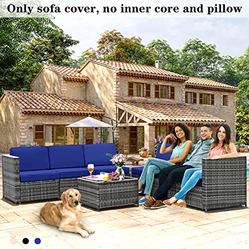 Qaworci Outdoor Cushion Slipcovers, Waterproof Patio Cushion Covers Replacement, Washable Patio Cushion Covers, Cushion Covers For Patio Furniture With Zipper (Navy Blue) #TOP7
