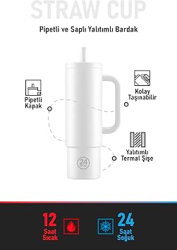 24Bottles Straw Cup Daydreaming Pipetli Paslanmaz Çelik Termos 800 ml