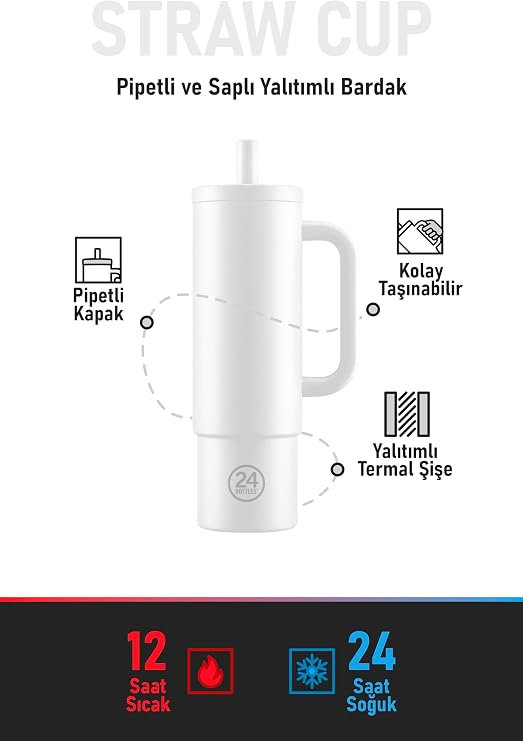 24Bottles Straw Cup Daydreaming Pipetli Paslanmaz Çelik Termos 800 ml