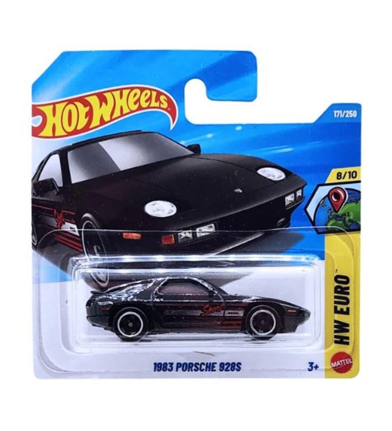 Hot Wheels 1983 Porsche 928S Black - HW Euro 8/10 - JJK15 - Short Card - Mattel 2026 171/250 - Licensed Porsche Model - 1:64
